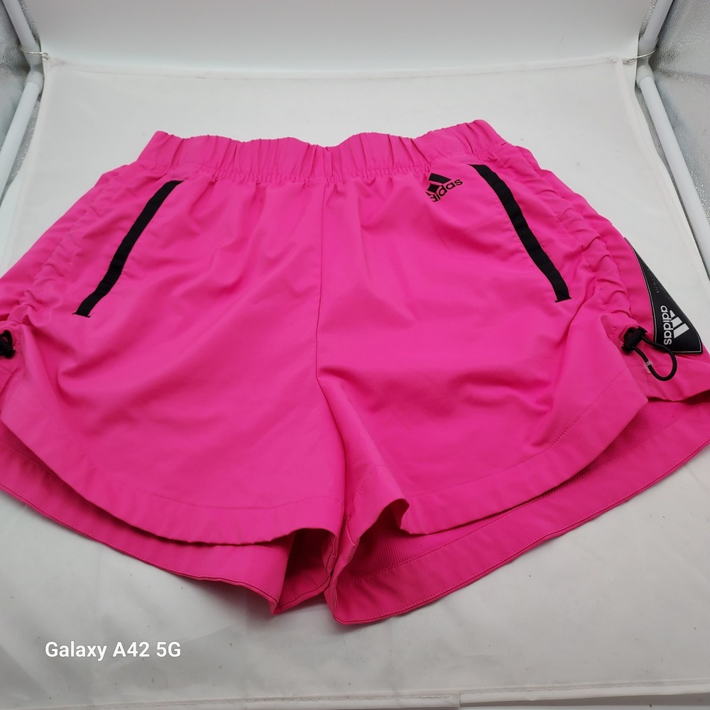 Adidas Primeblue Pink Cinched Side Bungee Running Shorts GL9519‎ Womens Small